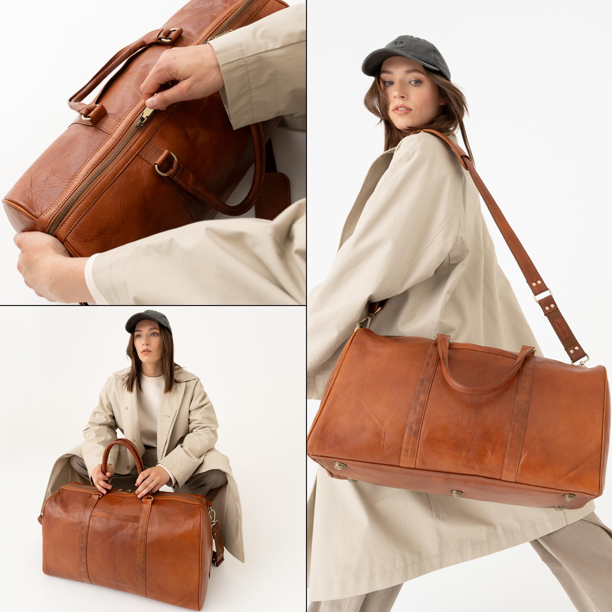 Berliner Bags Boston Bolsa de Viaje de Piel, Bolsa de Fin de Semana para Hombre y Mujer – Marrón