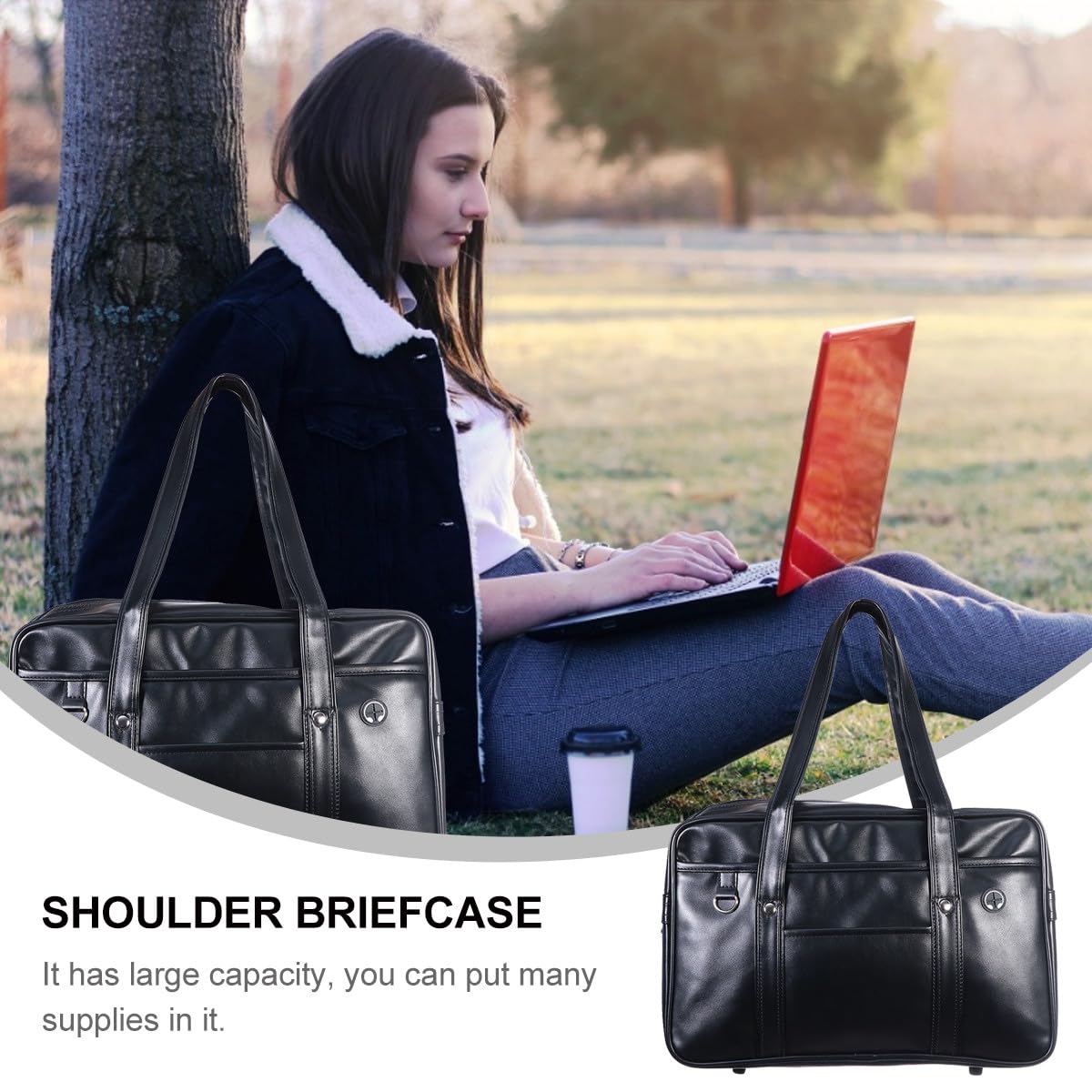 Borsa a Tracolla Unisex in Pu, Borsa Tote Leggera Manico, Zaino Scolastico Giapponese Spazioso per Laptop, per Lavoro, Scuola e Viaggio