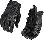 Milwaukee Leather Men's Black Leather ‘Reflective Skull’ Motorcycle Hand Gloves W/Gel Padded Palm MG7570