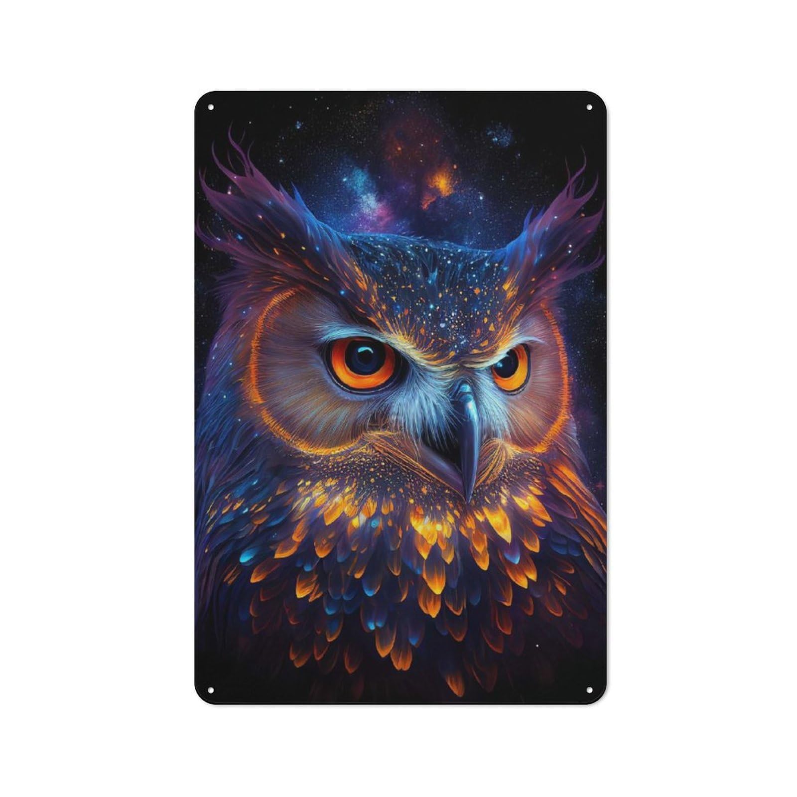 Junmoney Nebula Owl V5 Metal Wall Plaque, Easy To Hang Plaque For Home Cafe, Breakfast Area Or Pantry Wall, 30X20cm