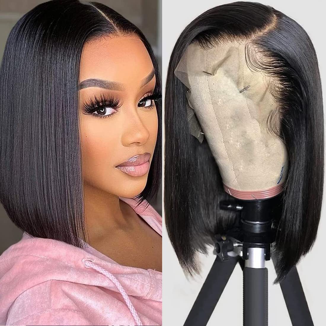 hersmile Straight Bob Wig Human Hair Wigs for Balck Women