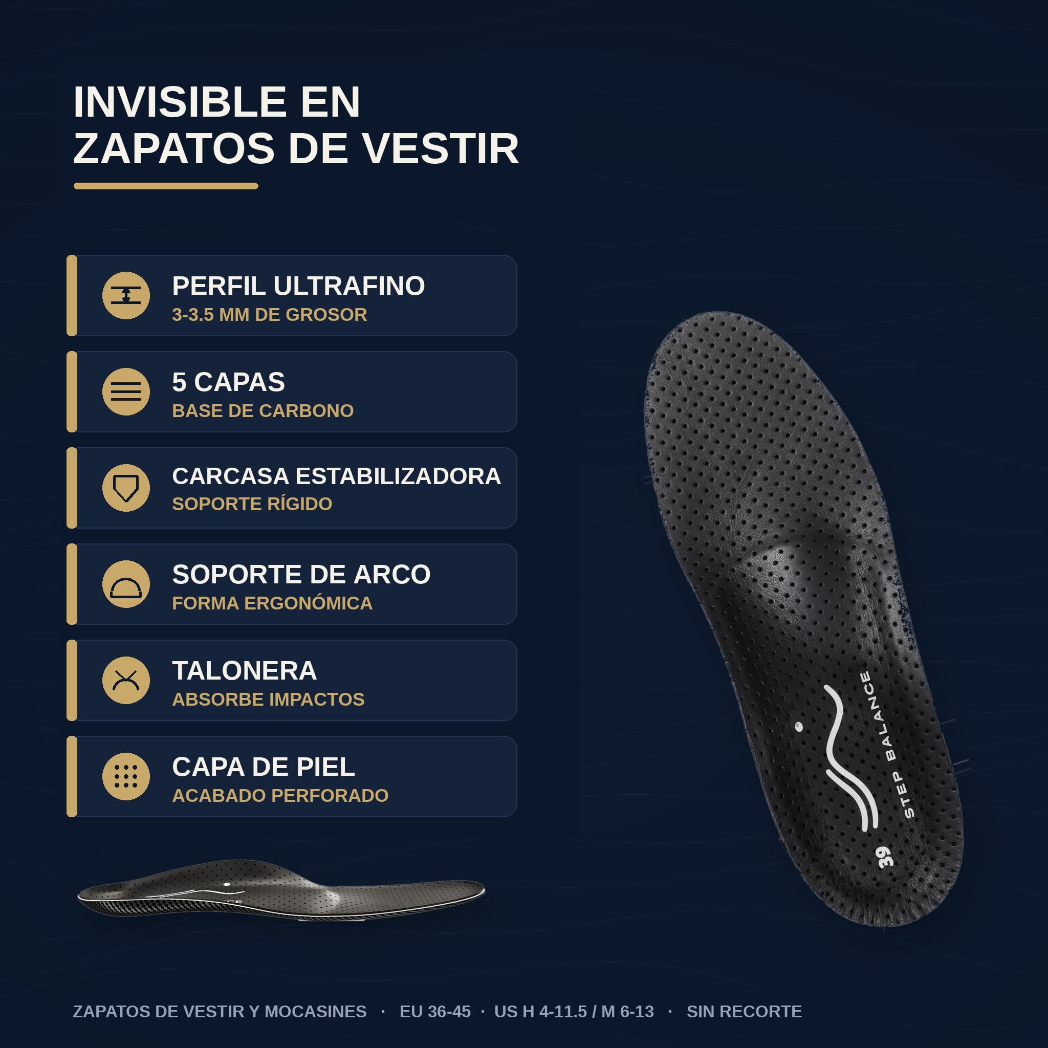 Solette Sottili 3 mm per Scarpe Eleganti, EU 43