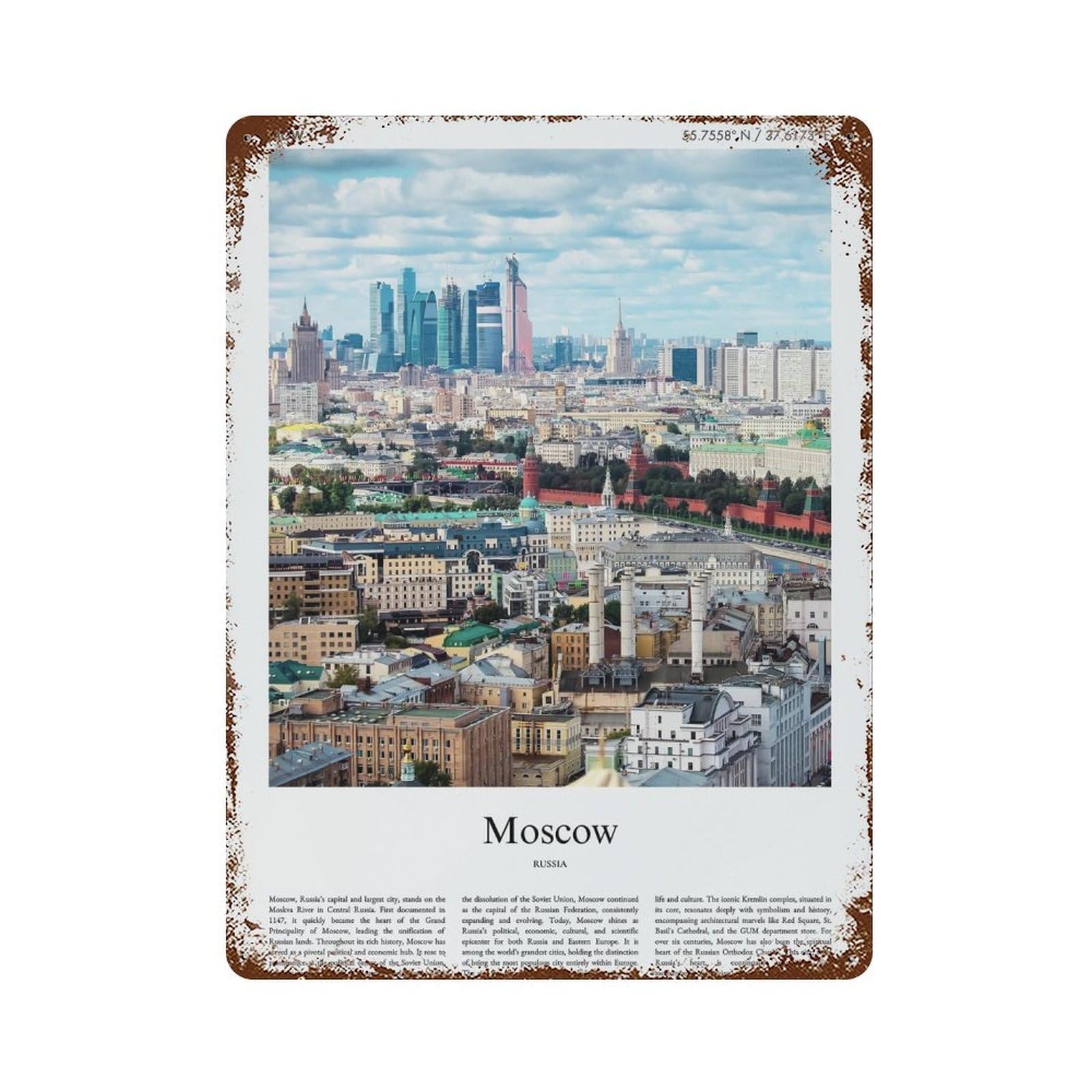 xiaoxiaoshen Moscow Russia City Scenery Wall Decor Art Metal Tin Poster Modern Home Decor Art Home Bar Shop Decorations Vintage Sign 40x30cm