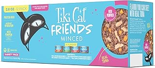 Tiki Cat Friends Wet Cat Food, Tuna Variety Pack, 2.8 oz. Cans (12 Count) | Wet Cat Food, High Protein, High Moisture, Real Tuna, Real Tuna Broth, Flaked Fish, Pumpkin for Digestion, Variety 12 Pack