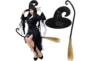 Hercicy Witch Hat and Broom for Women