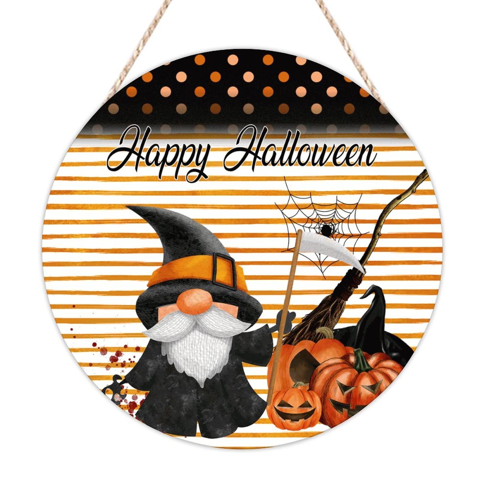 Panneau de bienvenue Happy Halloween en bois rétro de ferme 40x40 cm pour entrée