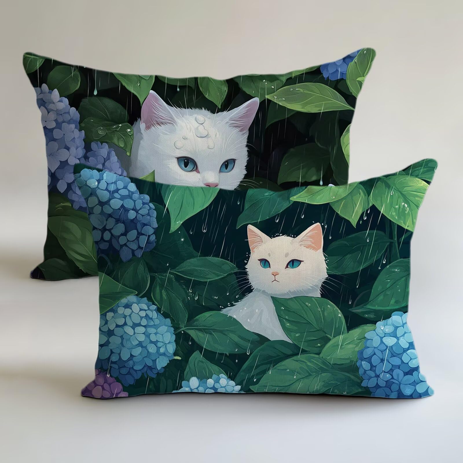 Housse coussin 40x70cm vert canape dessin animé taie lin decoratif oreiller impression double face