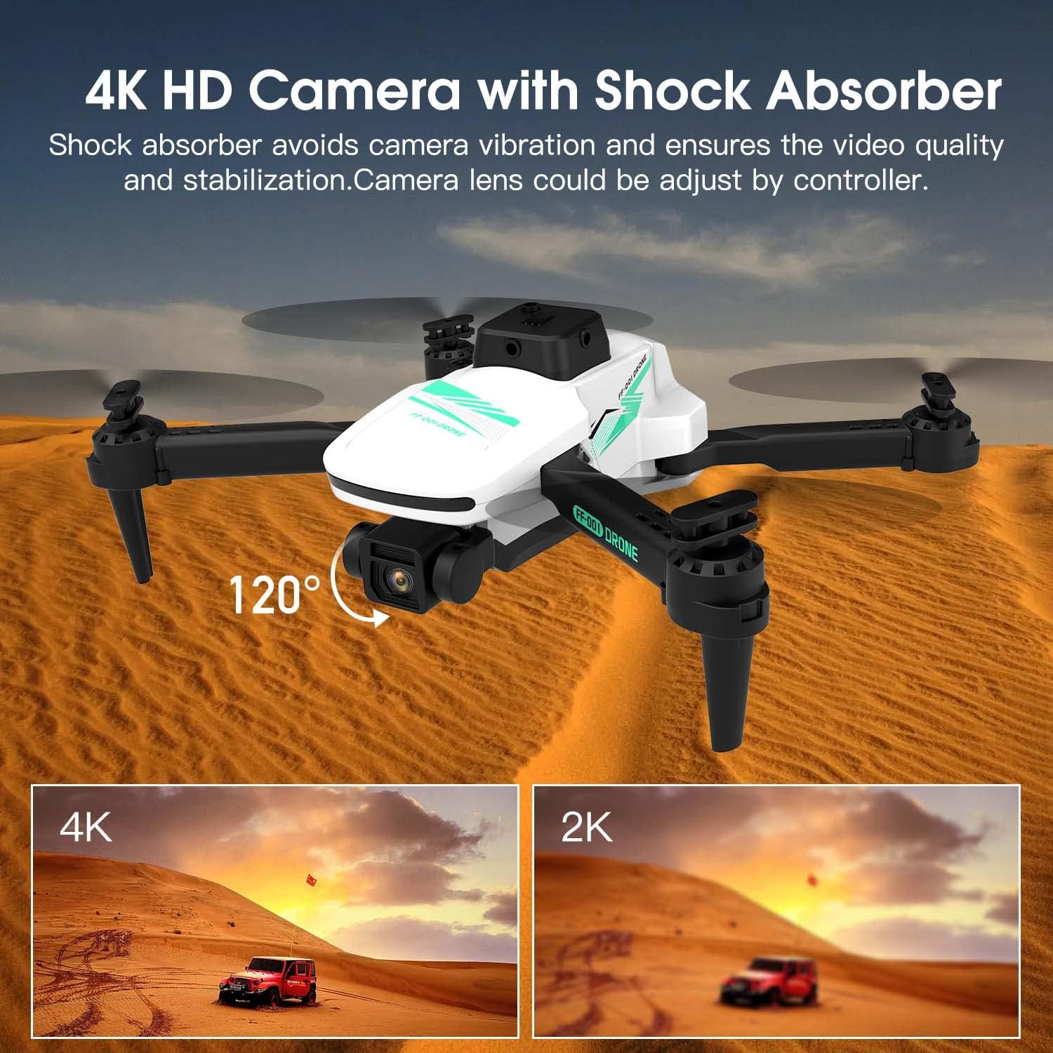 TizzyToy Drone with Camera 4K, Drones for adults, WiFi FPV RC Quadcopter with Gesture Control, 3D FlipFoldable Mini Drones Toys Gifts for Kids Beginners, Drone with LED Lights, Headless Mode,One Key Start Mode