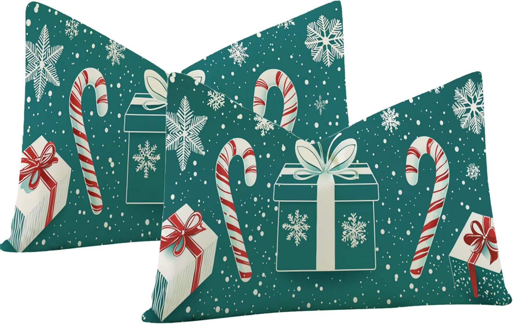 Housse de coussin en velours double face bleu de style Noël
