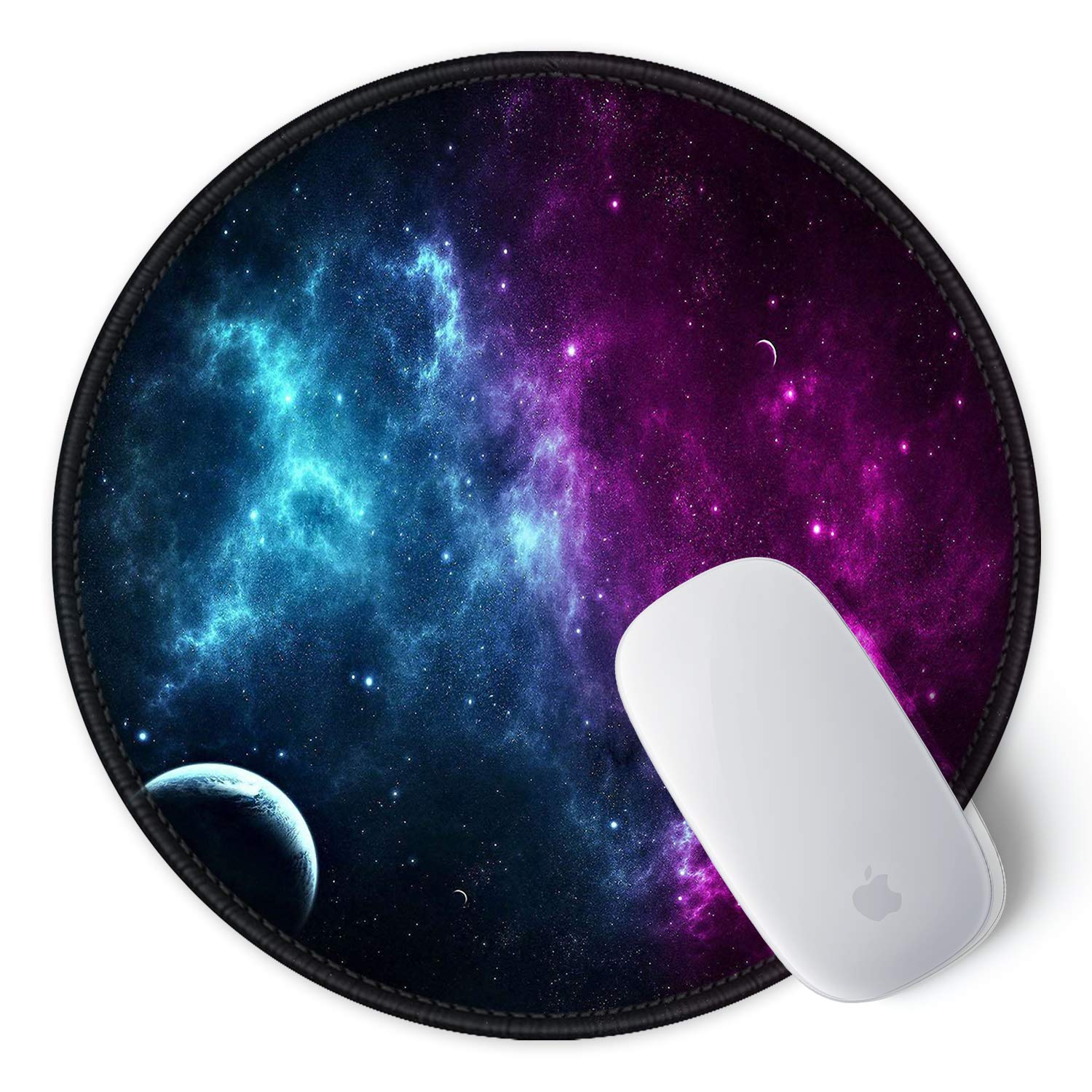 ITNRSIIET Tapis de Souris Rond, Mouse Pad pour Ordinateur PC Bureau Portable, Étanche Surface Lisse, Base Antidérapante en Caoutchouc, avec Bord Cousu, Nébuleuse de Contraste - 2