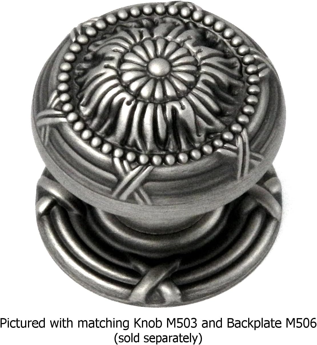 Belwith Keeler Ribbon And Reed Collection 1 1/2" Knob Backplate Antique Pewter