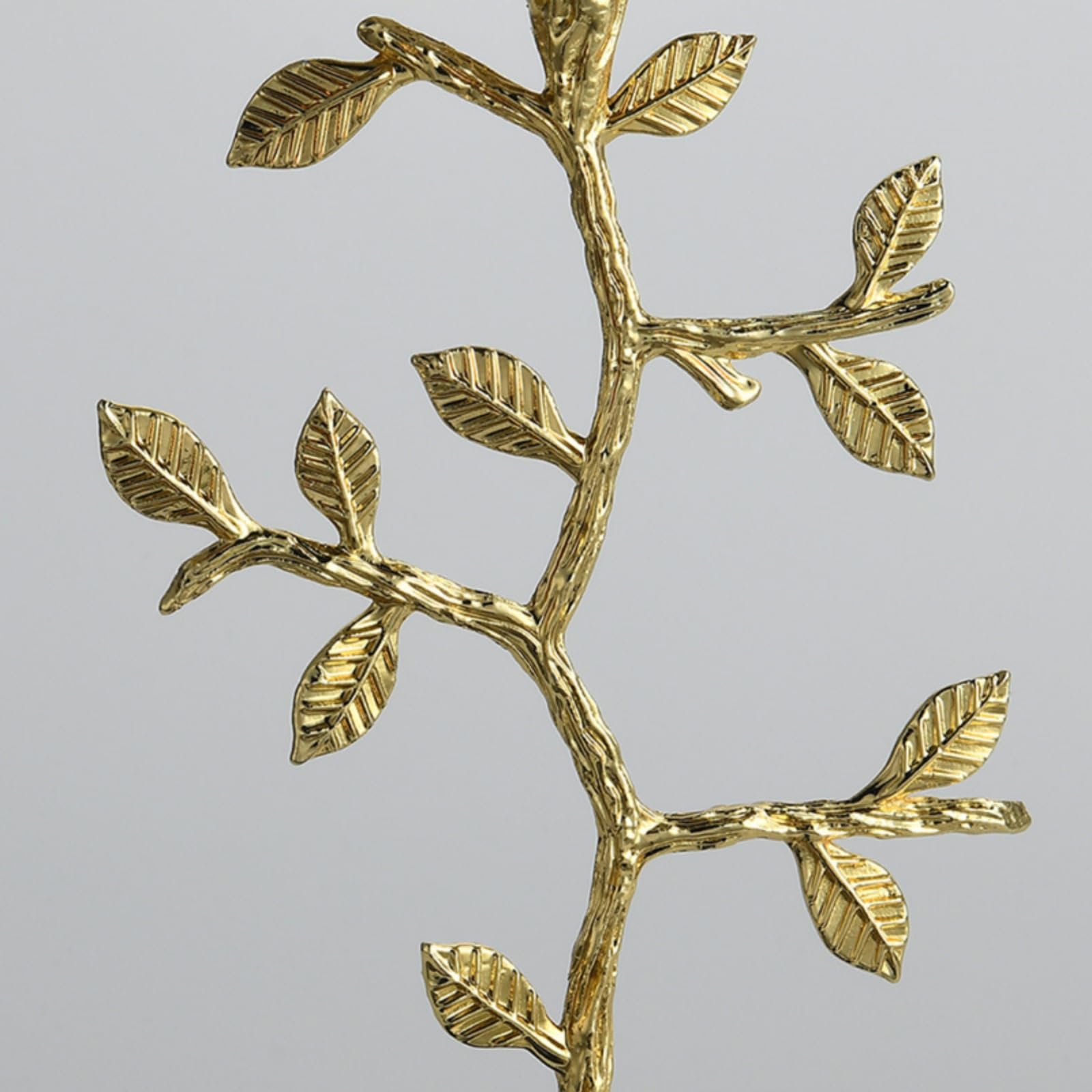 LOVIVER Portacandele Portacandela Candelabro Candeliere in Lega con Coppa in Acciaio Inossidabile E Base Quadrata Nera Stelo Dorato con Foglie Tavola Mensola, S