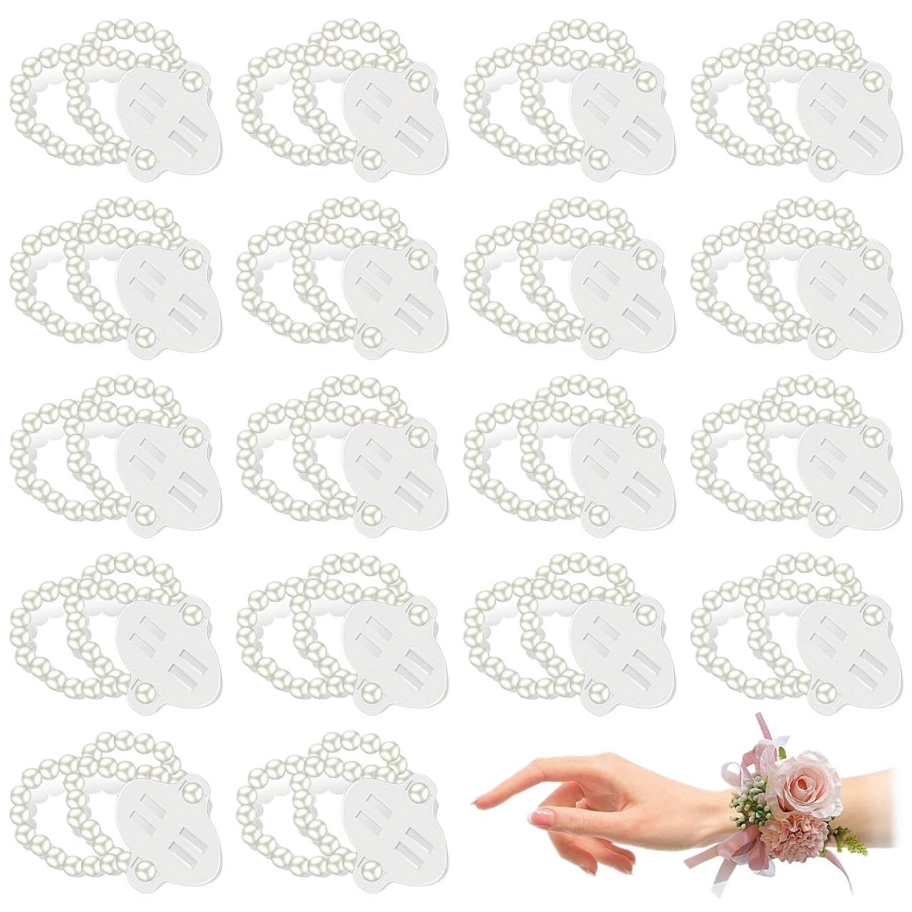 Bracelets élastiques en perles et cristal pour corsage de fleurs