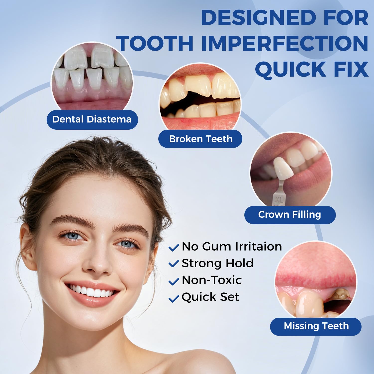 Tooth Repair Kit Zinc Oxide Eugenol,Dental Cement for Missing Teeth Chipped Broken Teeth, Dental Care Glue for Crown Fillings & Bridges