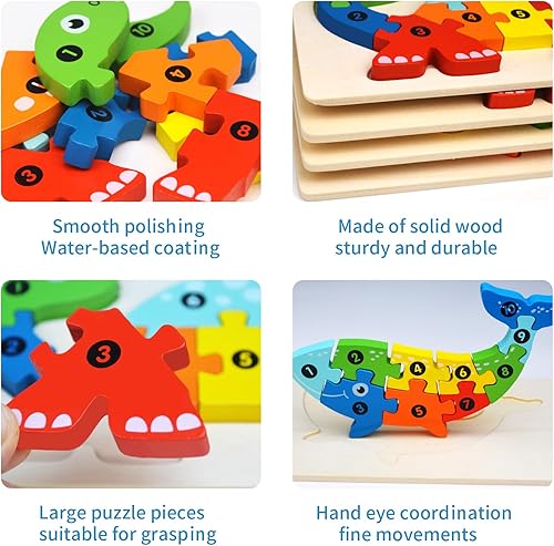 Miniatura 4 de Rompecabezas de madera para niños de 3 a 5 años, regalos ideales para niños, rompecabezas para niños pequeños de 1 a 3 años, juguetes educativos