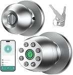 Poignée de porte intelligente avec clavier, Verrouillage de porte intelligent par mot de passe, Verrouille de porte avec empreinte digitale, Entrée sans clé (Matte Black)