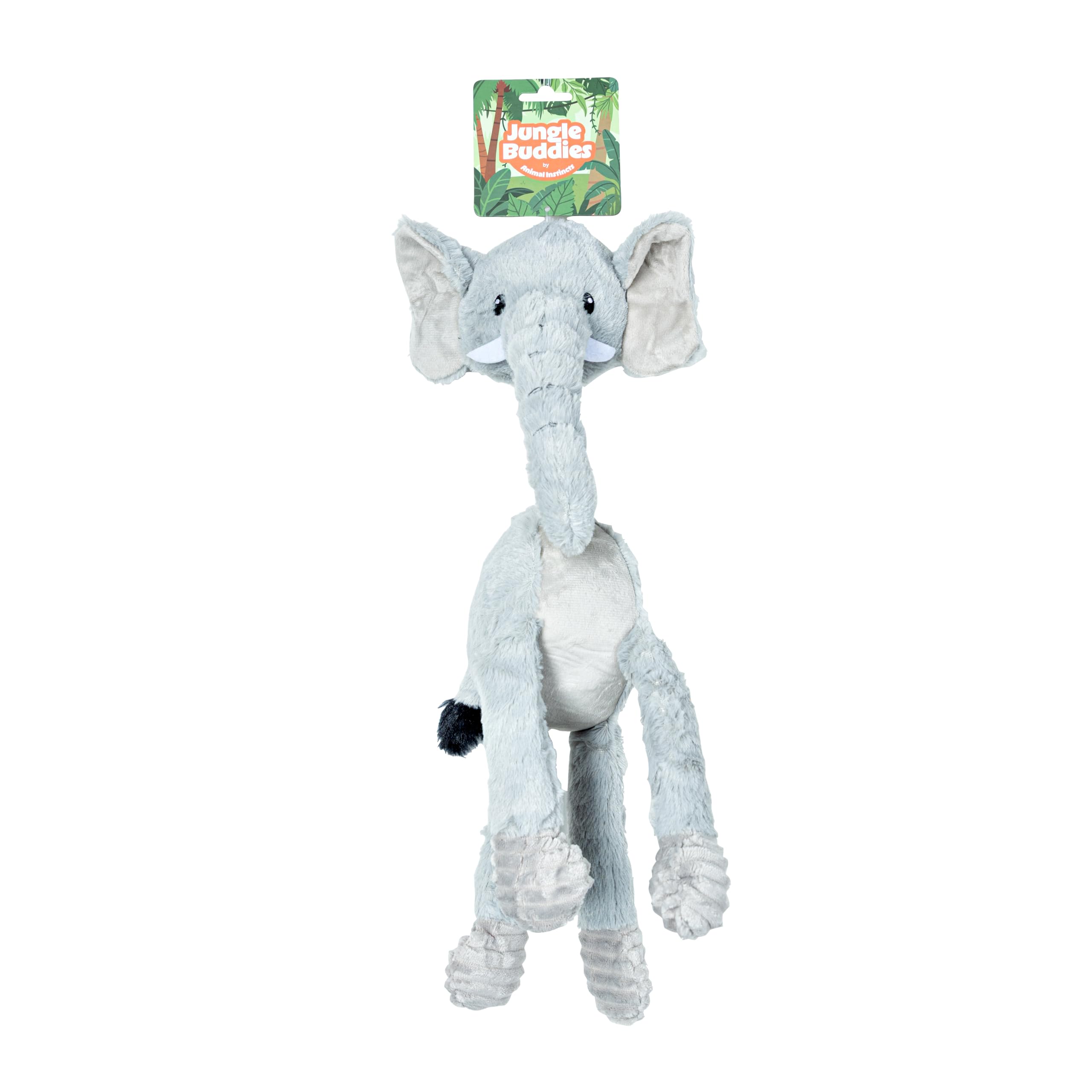 Animal Instincts Jungle Buddies Elephant Plush Dog Toy with Squeaker, Large