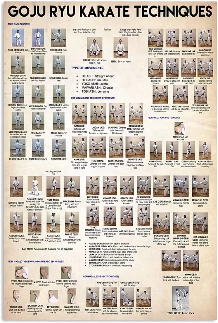 Hlbsdm Tinsign-8 Karate Beginner Knowledge Metal Signs Wall Decor Karate Tips Guide Posters Karate Hall Infographic Plaques Vintage Tin Sign For Home Room Club 8" X 12"E