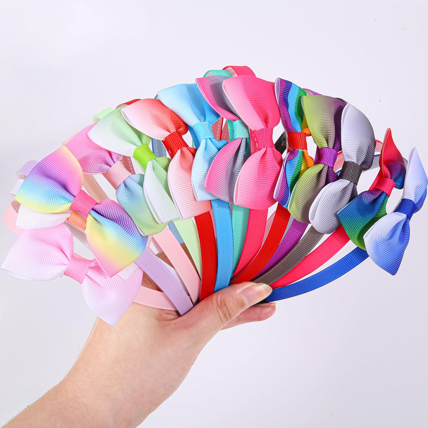 14pcs/set Gradient Ribbon Bow Headbands for Women & Girls – Soft Stretchy Knit Hair Bands, Non-Slip Elastic Headwrap for Daily School Hairstyling thumbnail