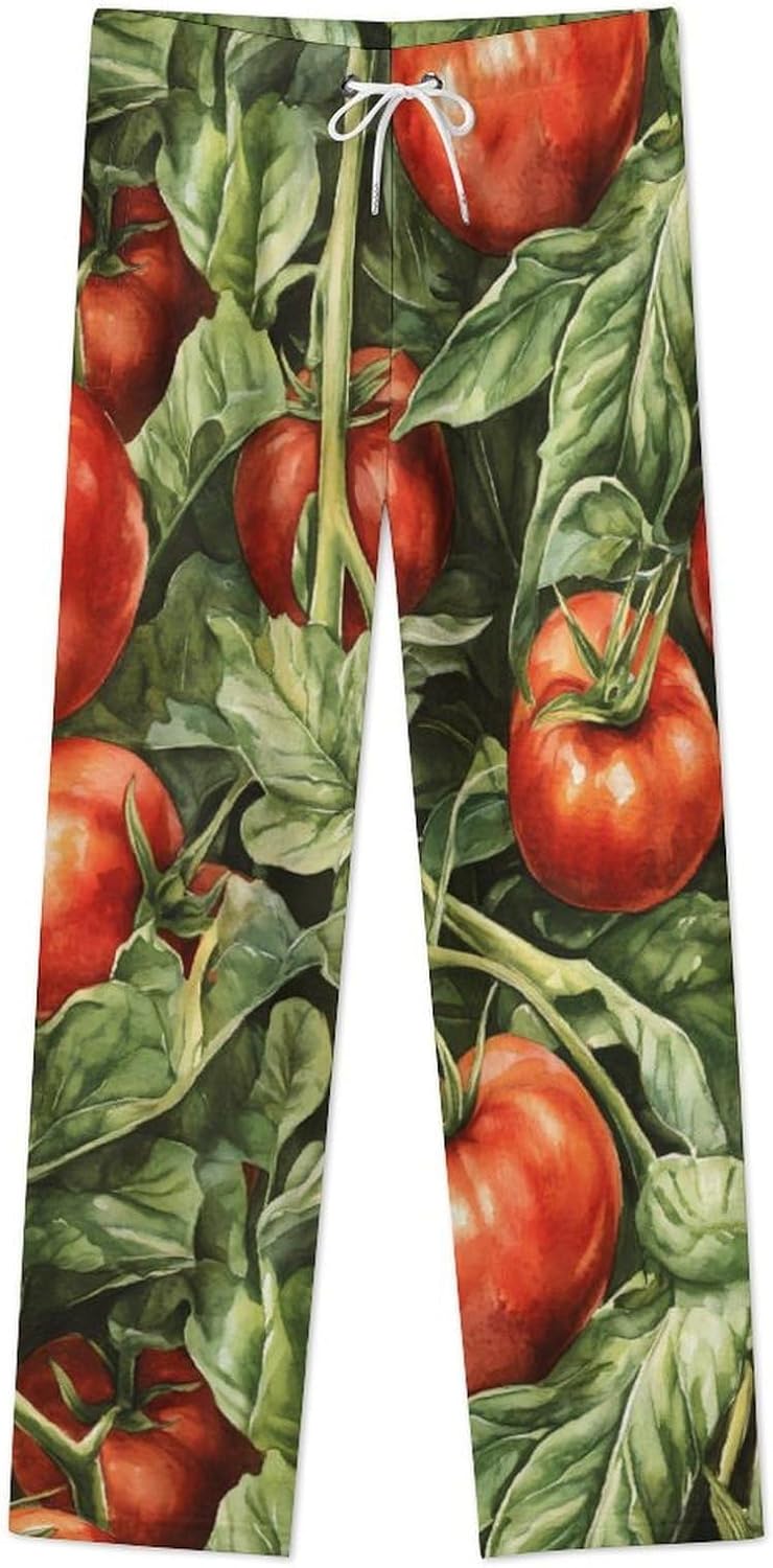 Fresh Tomatoes Flannel Pajama Pants Women Soft Fleece Sleep Pj Lounge Bottoms