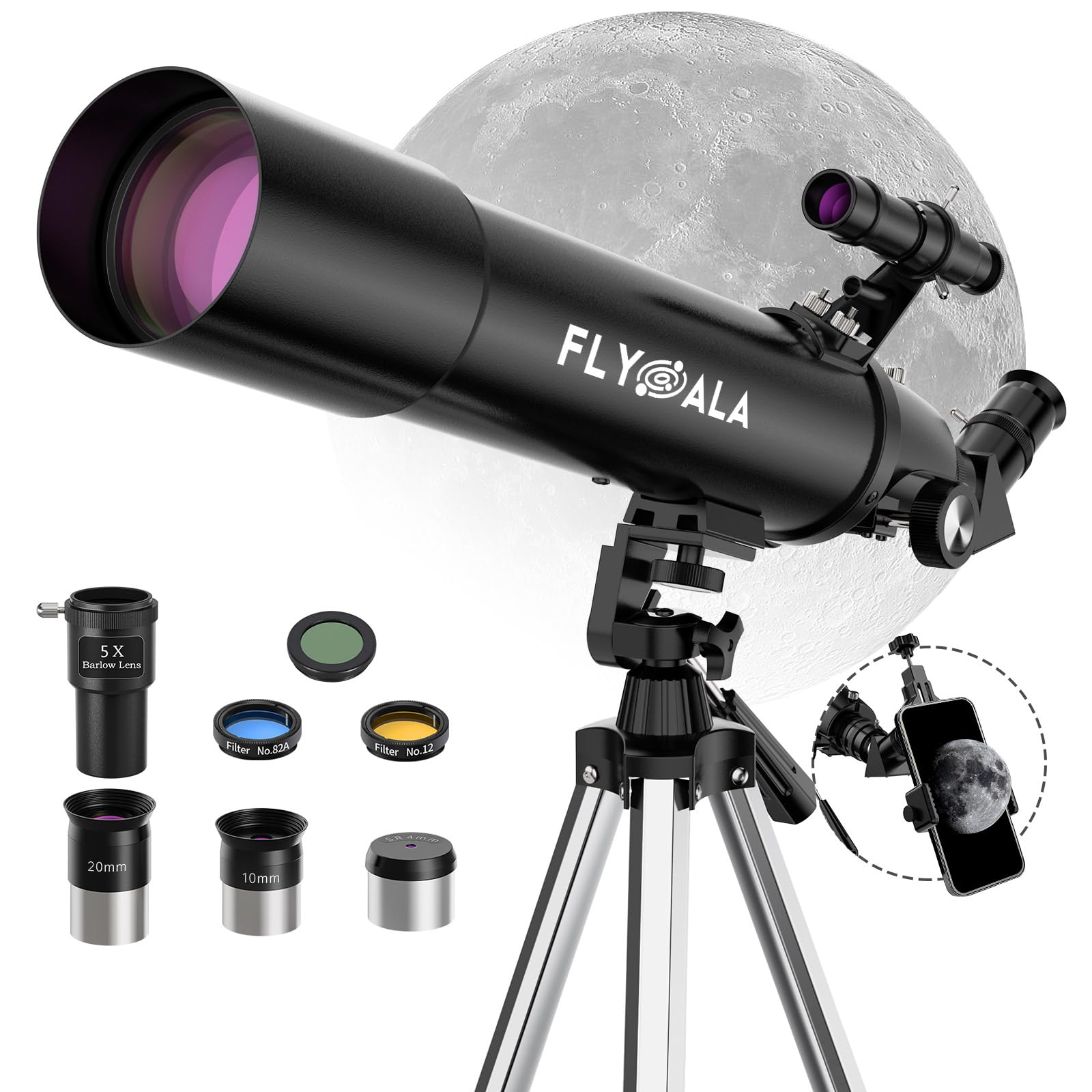 Amazon.com : FlyGala Telescope for Kids and Adults,80mm Aperture