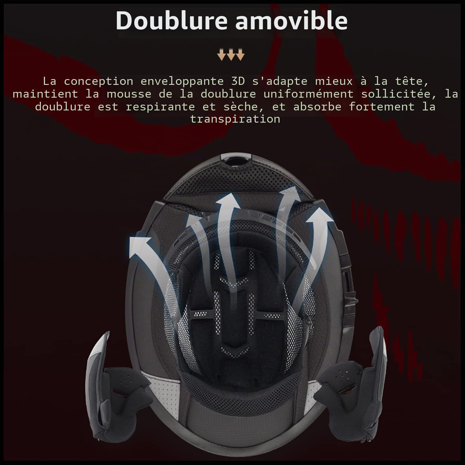 Casque Moto Homme Femme Casque Moto Modulable avec Double Visière Dot/ECE Homologué Casques de Moto Intégral Casque de Scooter, Brillant Noir-4XL(67~68cm)