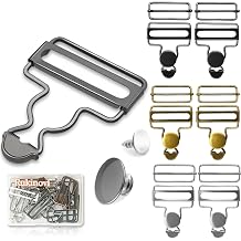6pcs overall buckles replacement,3 Colors Metal Suspender Buckles Replacement DIY for Suspenders Dungaree Buckles