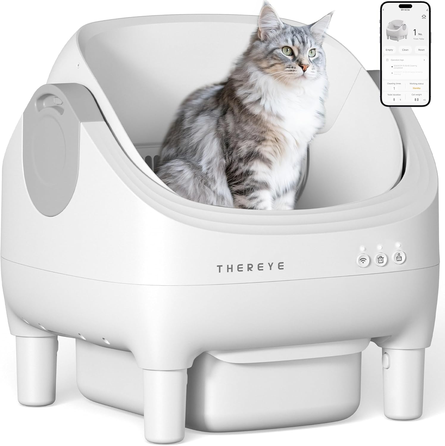 Automatic Litter Box with APP Control, Self Cleaning Cat Litter Box with Dual Safety Sensors, 11L Extra Large Waste Bin, Deodorization, Smart Kitty Litter Boxes with Mat for Multiple Cats