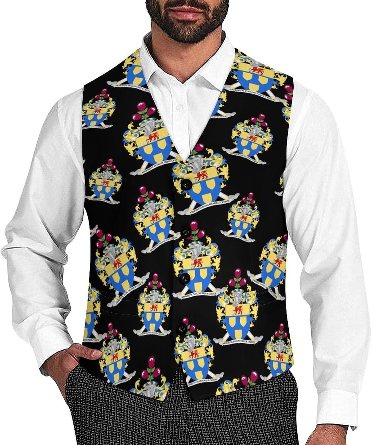 Coat of Arms of The Bureau of Heraldry Mens Suit Vests V-Neck Casual Vest Dress Formal Tuxedo Wedding Waistcoat