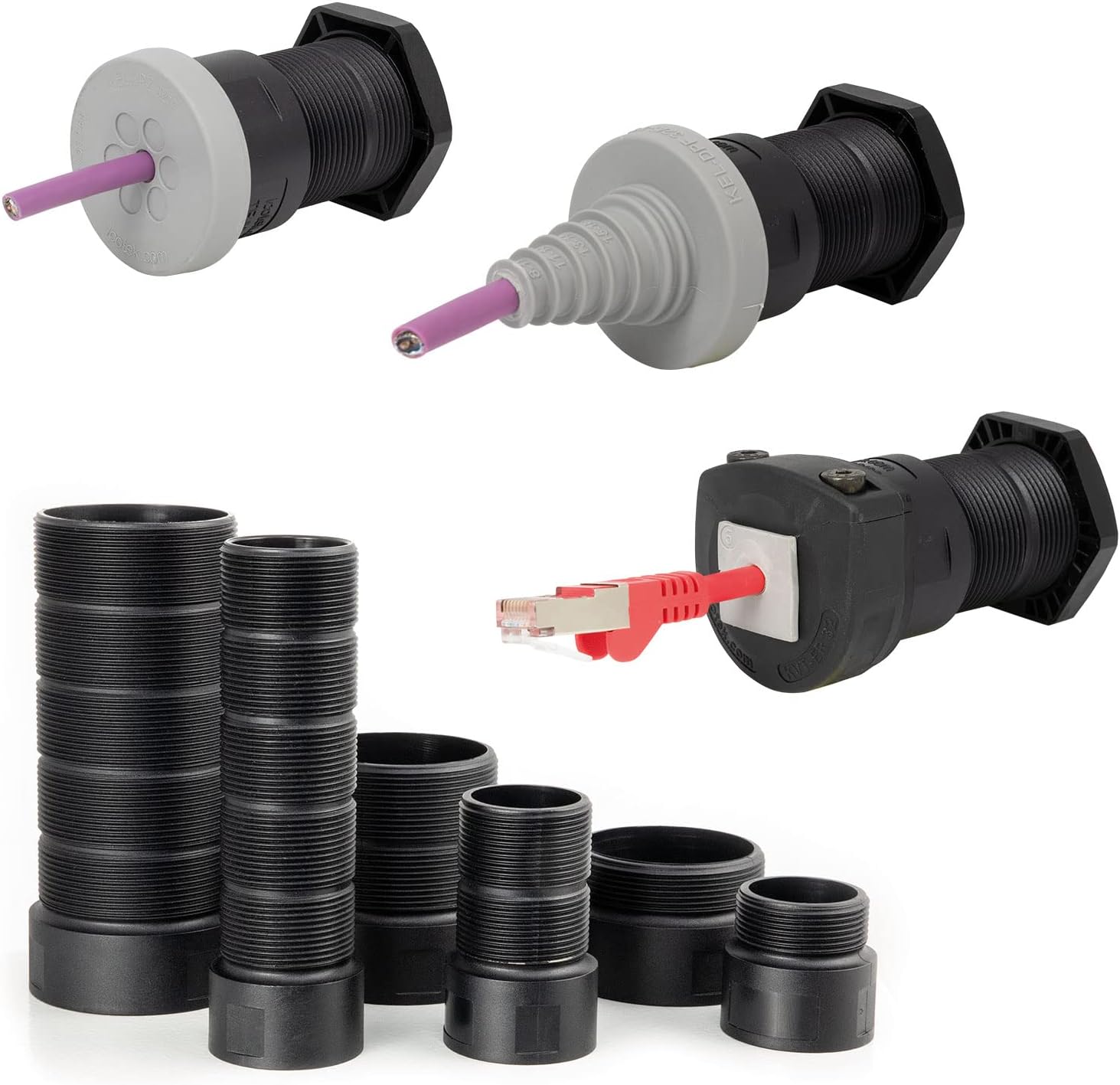 Ethernet Kabeldurchführung - Wanddurchlass Für Netzwerkkabel (Weiß/Schwarz)