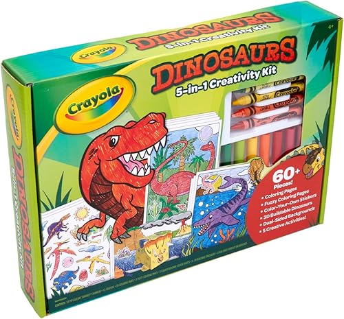 Miniatura 7 de Crayola Kit de arte de dinosaurio 5 en 1 para niños, juguetes de dinosaurio, juego de arte para niños, regalo de dinosaurio para niños y niñas, a