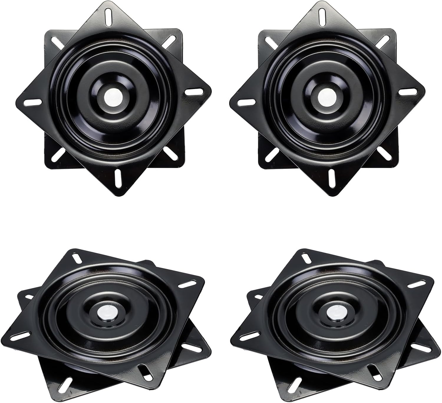 4 Pack 7 Inch Boat Seat Swivel, Heavy Duty Bar Stool Swivel Replacement for Recliner Chair, Square Swivel Furniture Replacement Ball Bearing Seat Swivel Base