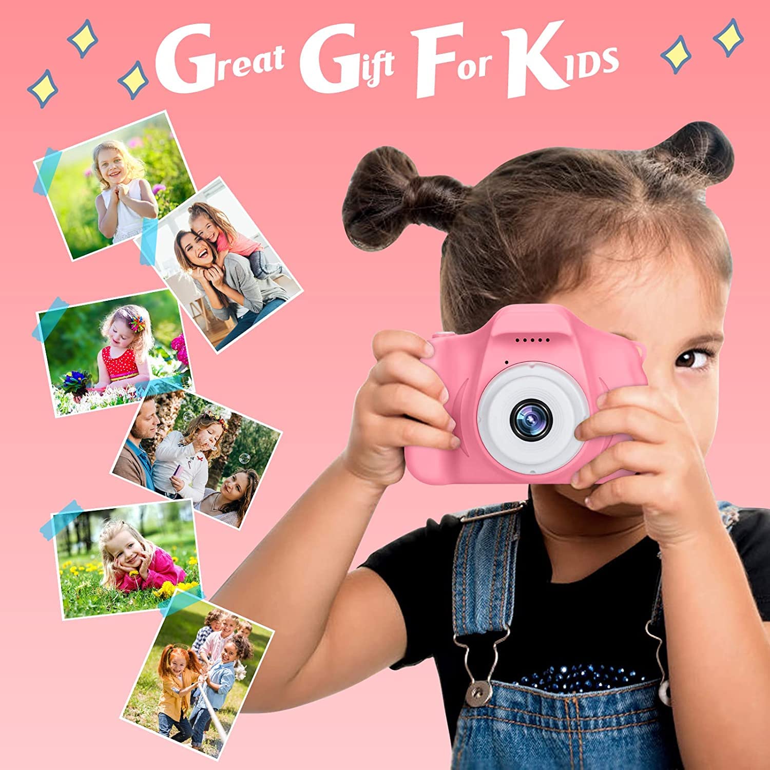 CADDLE & TOES Kids Camera with Camera Case for Kids Aged 4-12 Yrs,1080P HD Toddler Digital Video Camera,Children's for Boys/Girls,Perfect Christmas/Birthday Gifts (Pink Camera with Case+SDCard) - Image 7 thumbnail