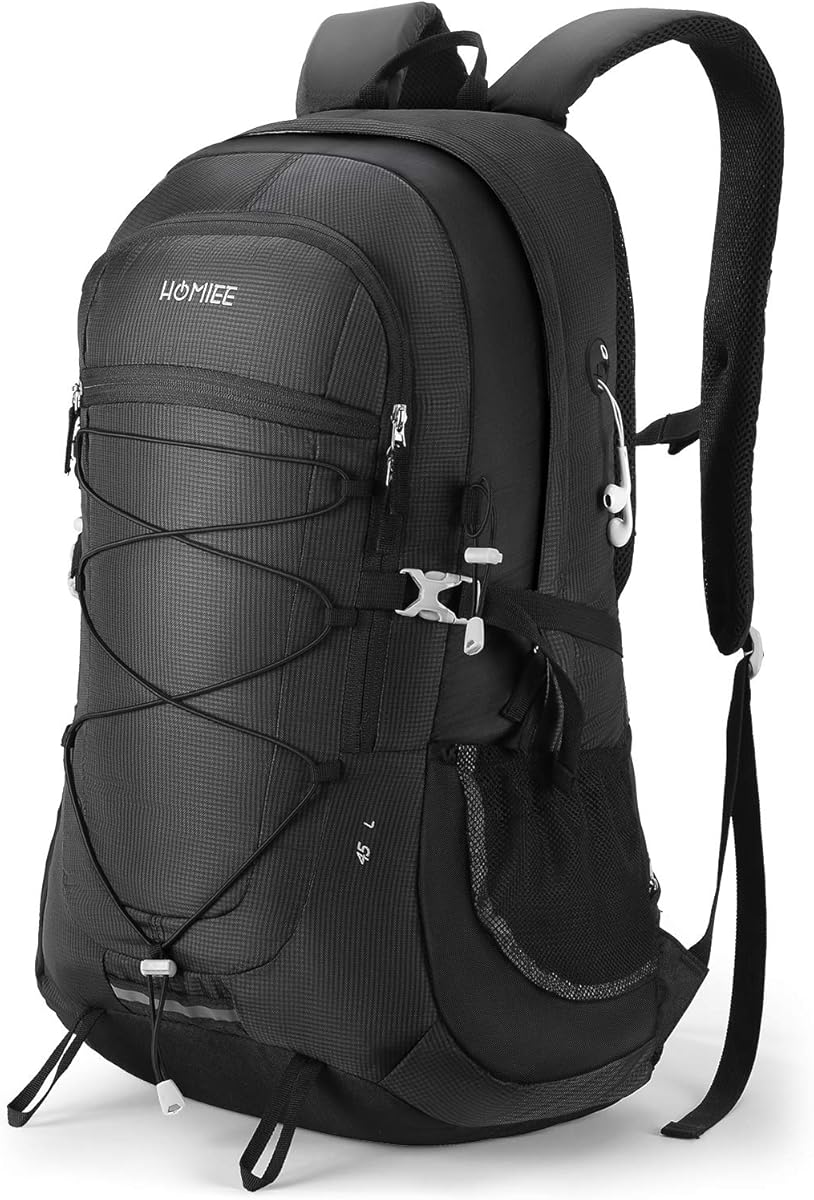 HOMIEE Wanderrucksack 45L, Herren Damen Wasserdichter Rucksack Trekkingrucksack Reiserucksack, Outdoorrucksack mit Reflexstreifen Für Wandern, Radfahren, Klettern, Bergsteigen und Reisen Sport
