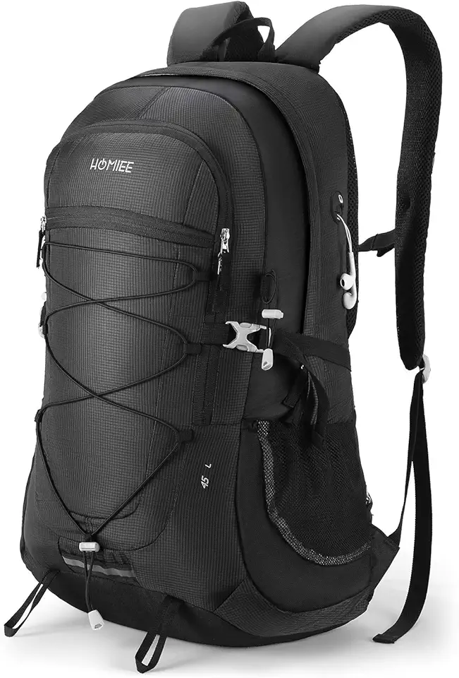 HOMIEE Wanderrucksack 45L, Herren Damen Wasserdichter Rucksack Trekkingrucksack Reiserucksack, Outdoorrucksack mit Reflexstreifen Für Wandern, Radfahren, Klettern, Bergsteigen und Reisen Sport