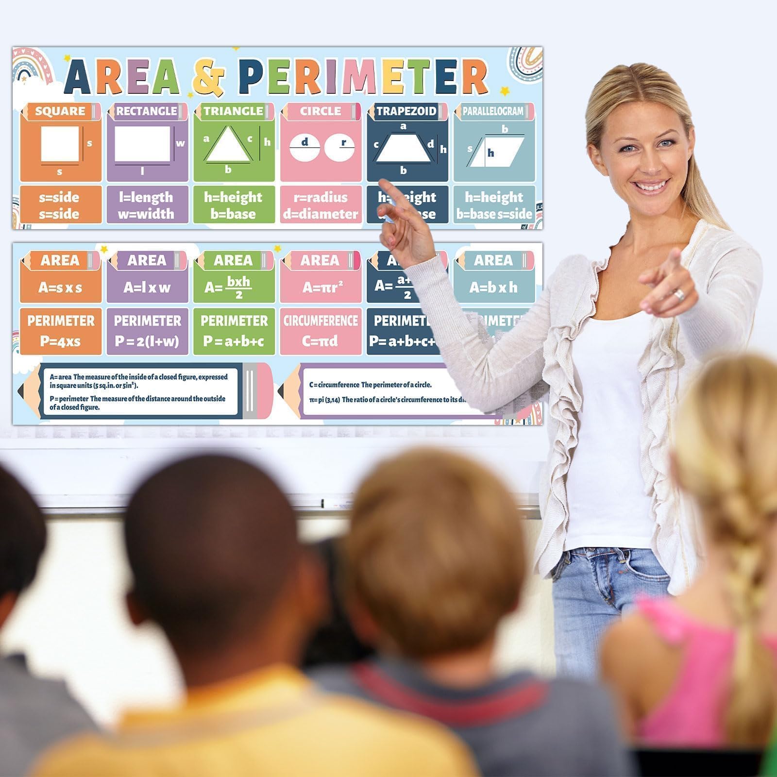 CHUNNIN Boho Rainbow Math Banner & Poster for Classroom Decor, 2 Pack, 13.4x39 Inches, Multi-colored, Boho Style, Math Classroom Banner for Elementary School - Image 6