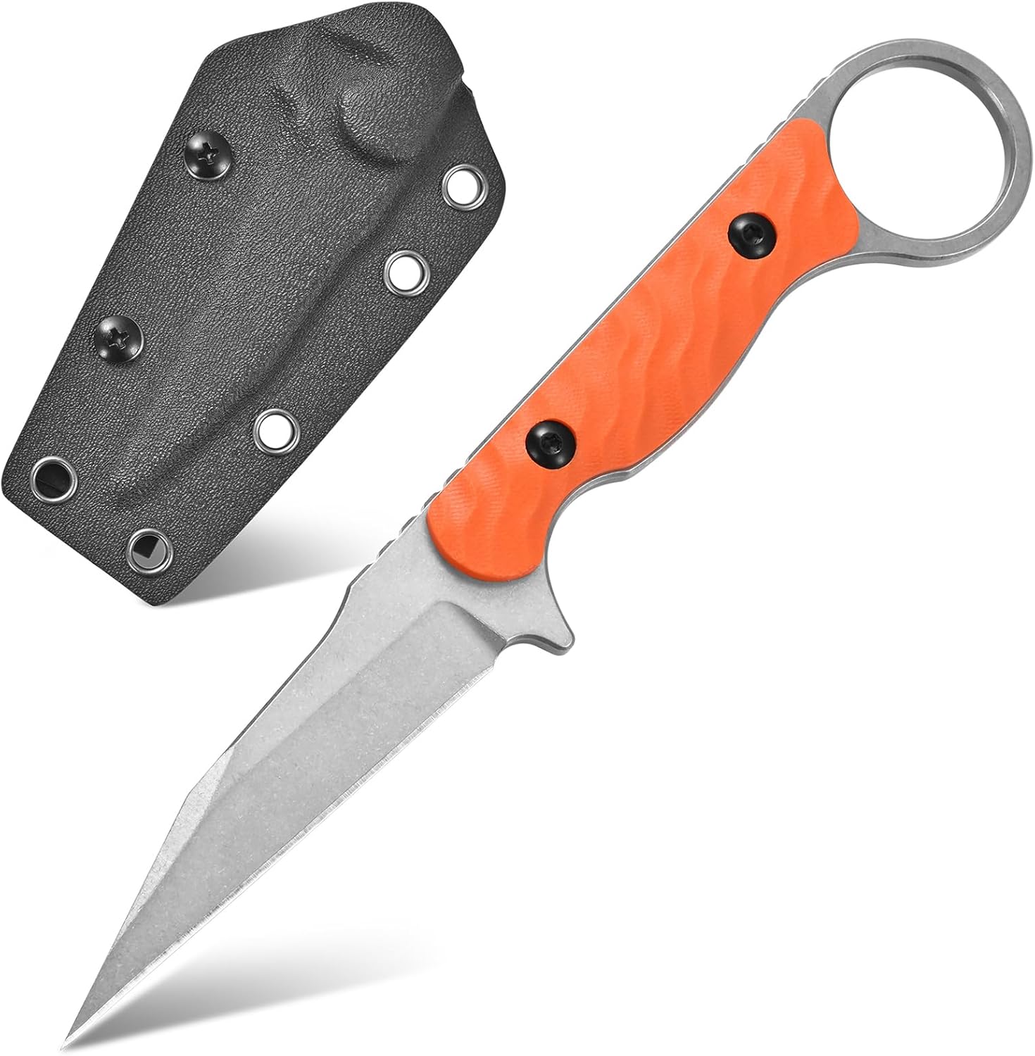 Gtkii GTK341 Fixed Blade Knife K110 Steel Blade G10 Handle Full Tang EDC Tool Knifes for Outdoor Camping Adventure(Orange)