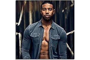 Boeyesuefi Michael B Jordan Poster Print Wall Art Canvas Poster Room Decoration Gift Unframed 16''x16''