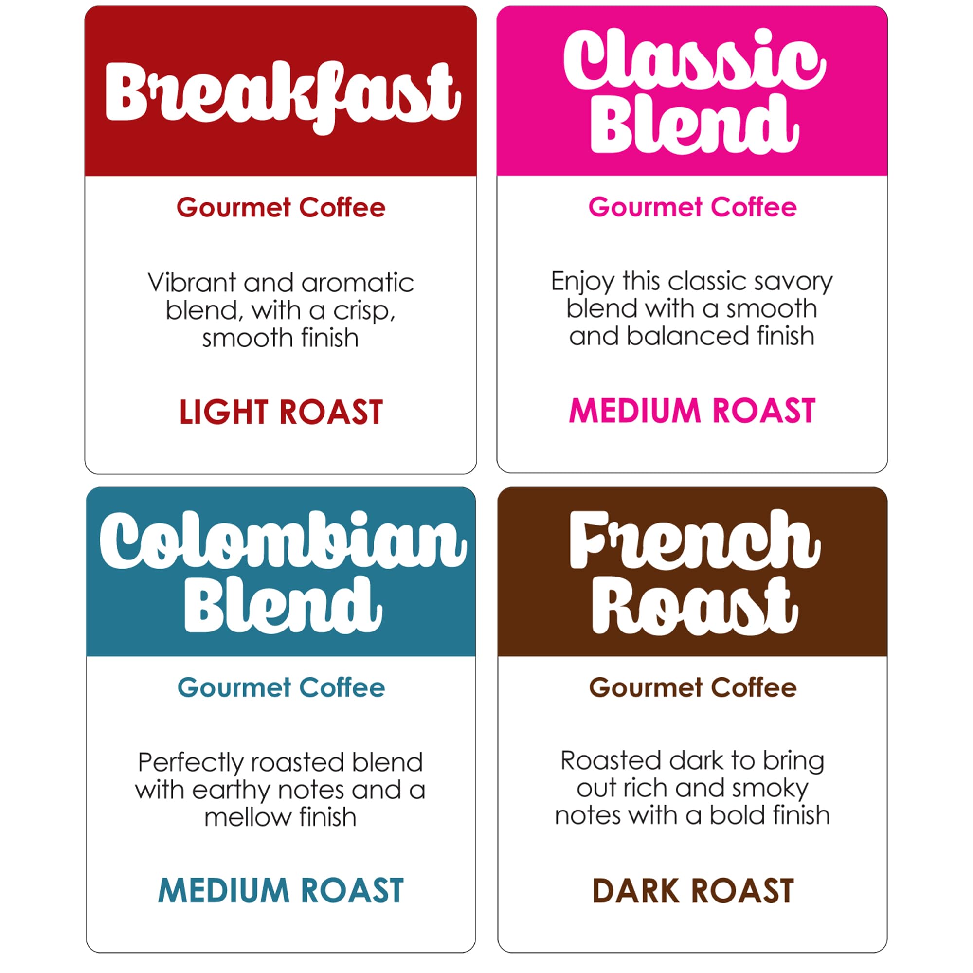 Donut Café Cápsulas de café de una sola porción para cafeteras Keurig K Cup, tostado francés ligero medio y oscuro, mezcla clásica de desayuno, colombiano, paquete variado, 80 unidades