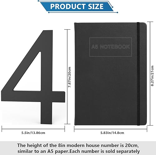 Miniatura 5 de DEWEL Números de casa flotantes grandes de 8 pulgadas para exteriores decoración de números de dirección de casa moderna negra para señalización de