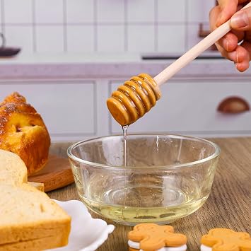 HANSGO 2PCS Wooden Honey Mixing Stirrer, 8 Inch Honey Dipper Sticks Long Handle Honeycomb Stick for Collecting Dispensing Drizzling Jam, Wedding Gifts & Party Favors