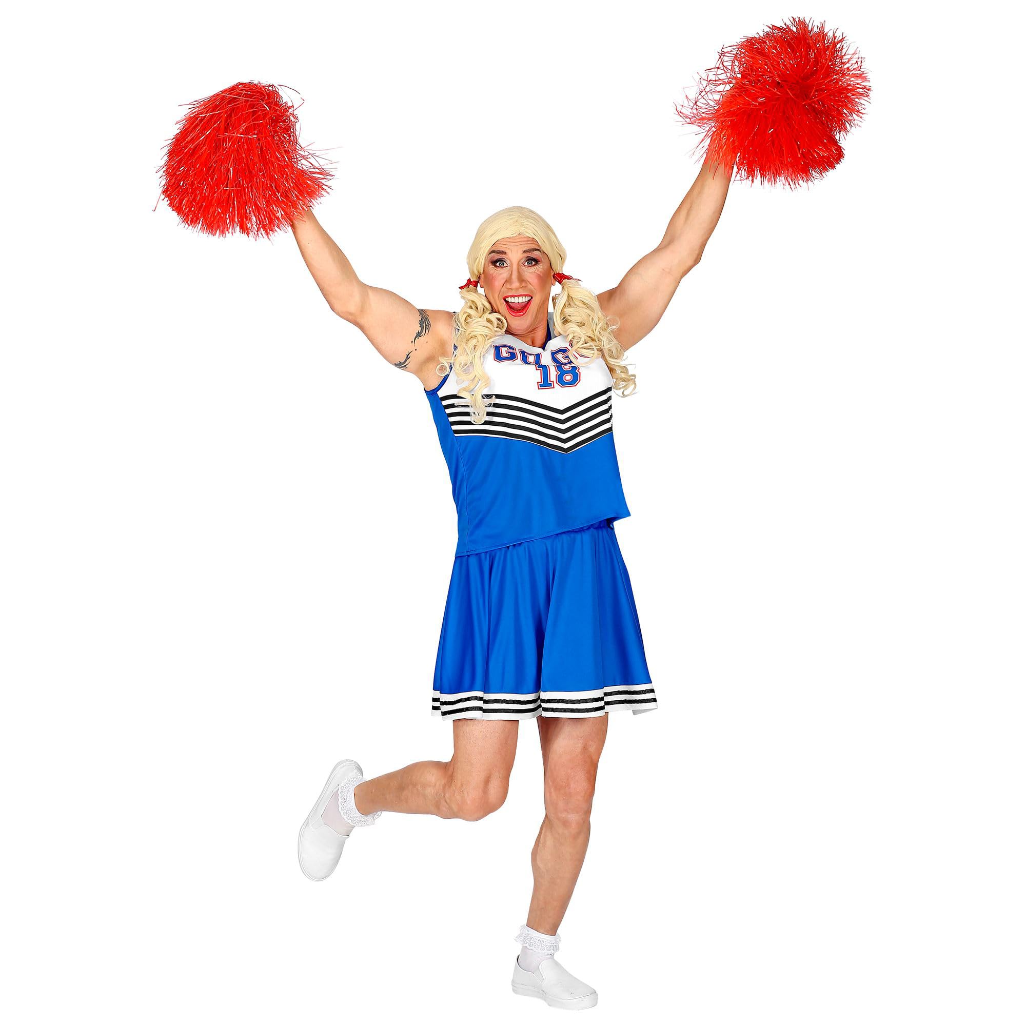 W WIDMANN MILANO Party Fashion - Costume da cheerleader per uomo, top e gonna, drag queen, uniforme scolastica, costumi in maschera, JGA