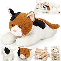 Vista 7 de Skylety 5 piezas de peluche de gato con bebés dentro del vientre, gato embarazada, mamá y gatito con 4 lindos gatitos de peluche esponjosos, regalos