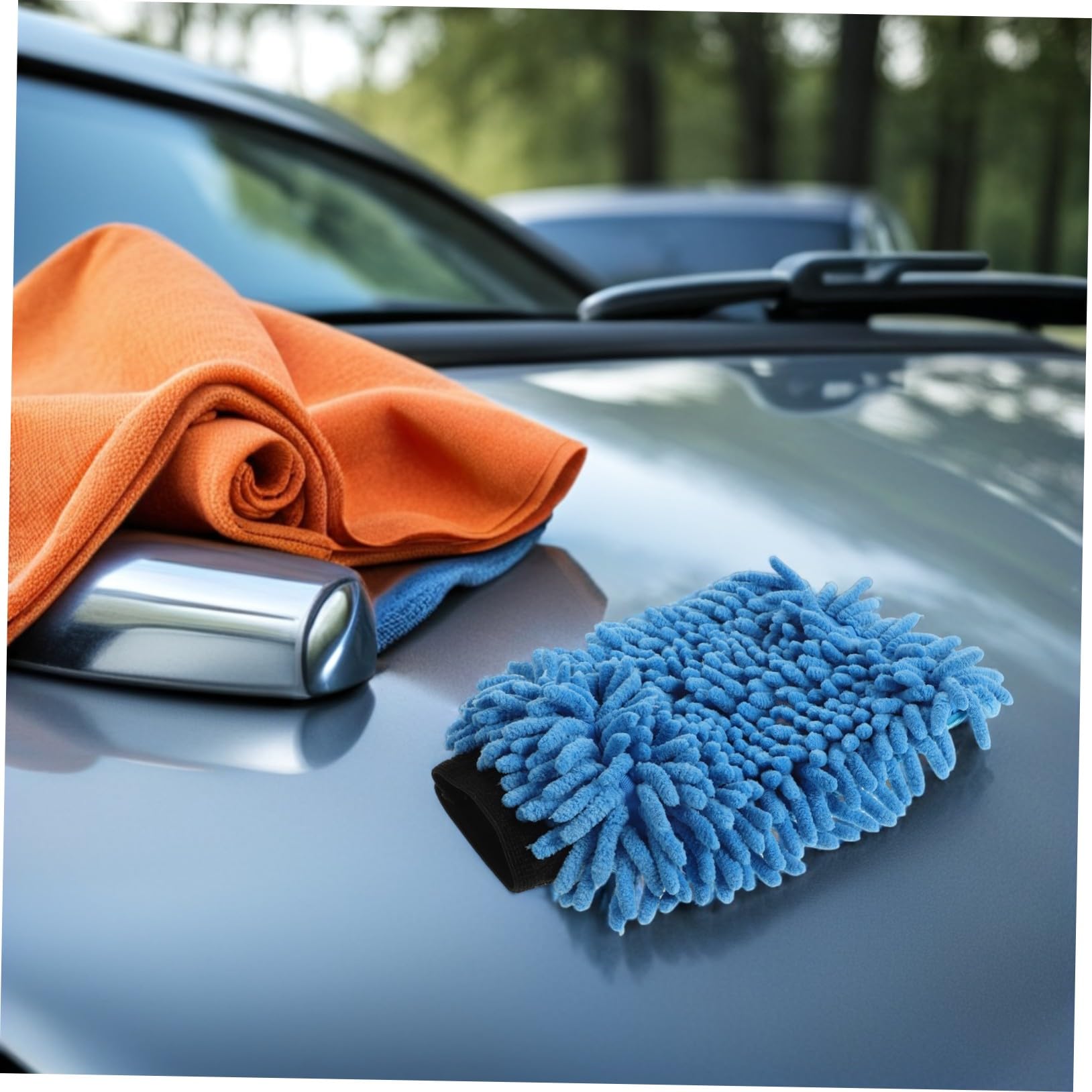 Guante de Microfibra para Lavado de Coches, 4 Piezas Absorbentes | Azul, para Mantenimiento Diario del Coche y Hogar, Protege las Manos y Es Suave Pintura Color Aleatorio