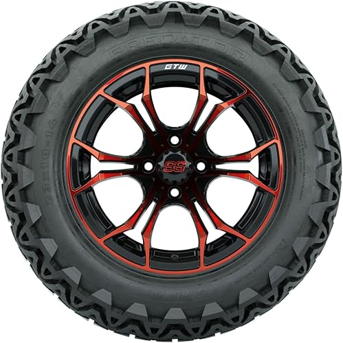 Miniatura 2 de GTW Combo de ruedas y neumáticos para carrito de golf de 14 pulgadas  GTW Spyder gris materuedas mecanizadas en neumáticos Predator todo terreno