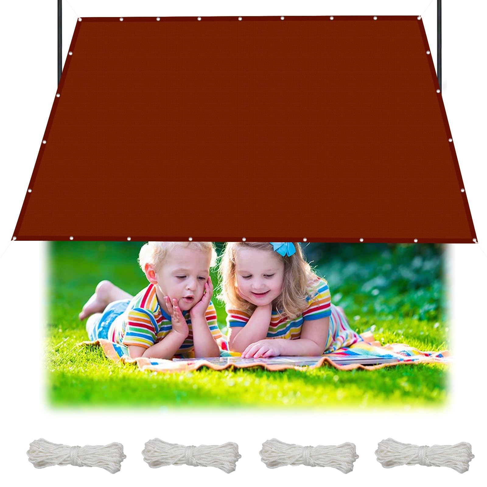 Toile ombrage imperméable rectangulaire 2.4x4.5m rouge rouille extérieur