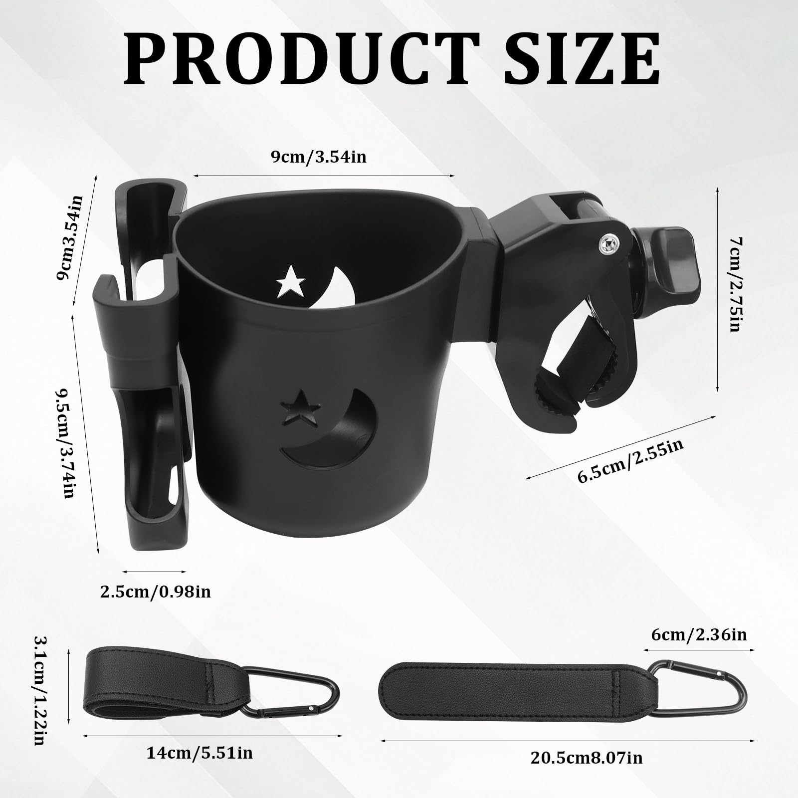 Soporte para bebidas del cochecito de bebé con funda para móvil Universal 2 en 1 Soporte para vasos Soporte para café Soporte para bebidas con 2 ganchos para cochecito de bebé, bicicletas