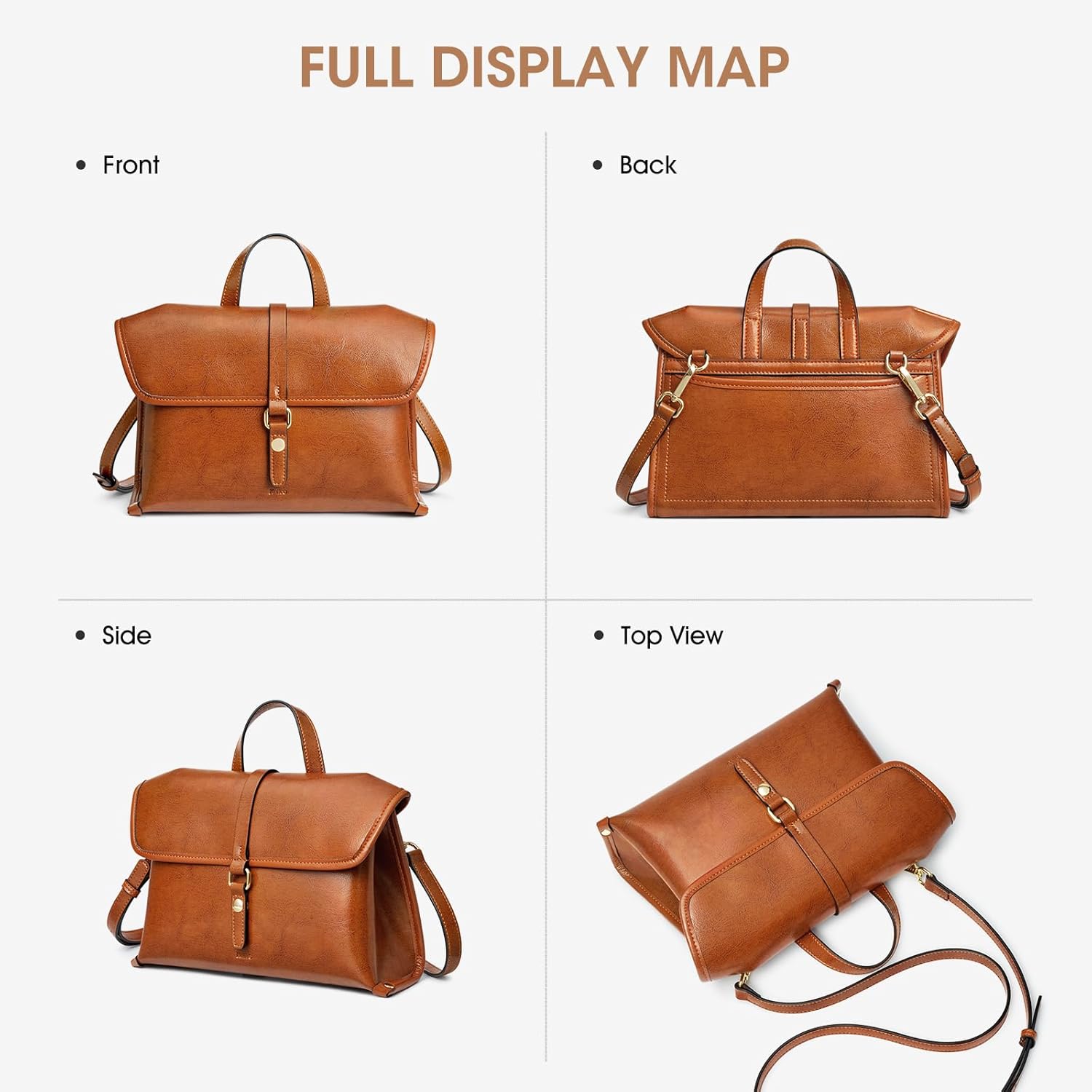 Kattee Leather Crossbody Purses for Women,Designer Women's Top-Handle Handbags,Flap Shoulder Bag with Adjustable Strap - Image 7