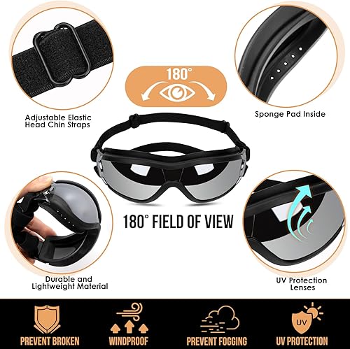 Miniatura 4 de SlowTon Casco y gafas para perro grande, protección UV, gafas de sol para perros, sombrero de mascotas, cascos de motocicleta con agujeros para las