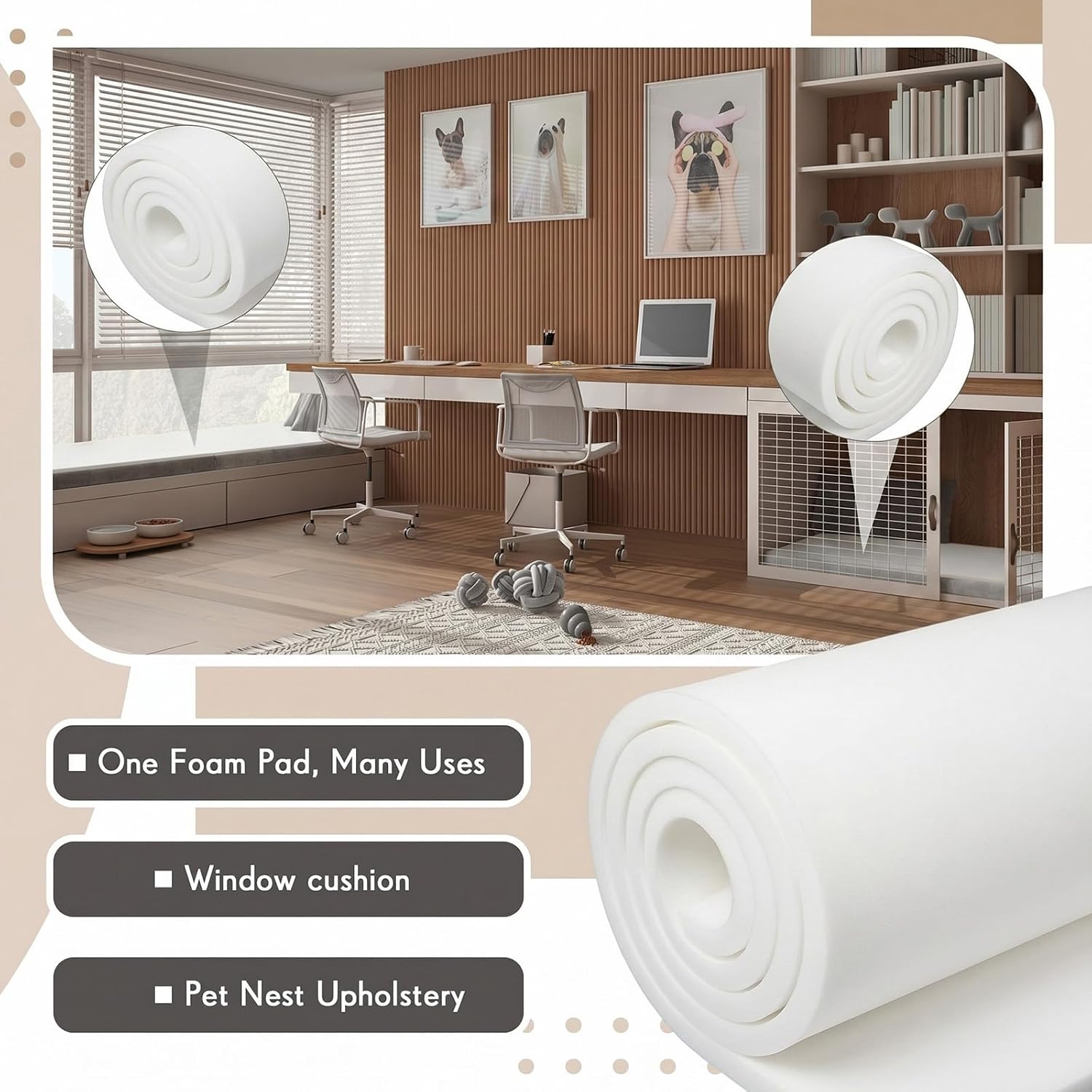 Amylove 4 Pack Upholstery Foam Sheet, 1/4" x 24" x 72", White